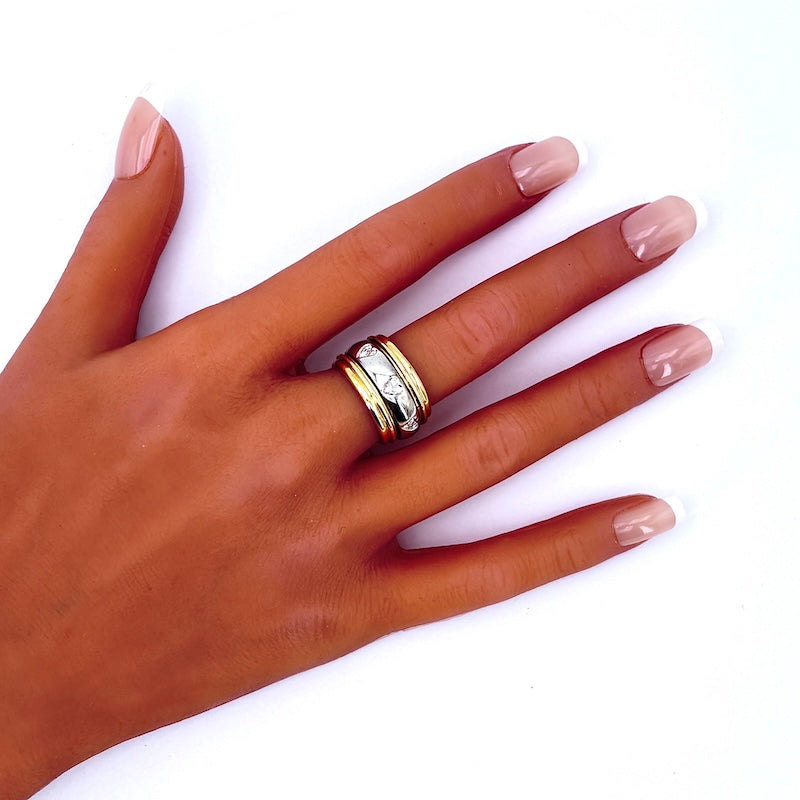 Anelli Anello Doppia Fascia Da Donna In Oro 18 Carati Misura Anello: 16 Finitura O Soggetti: Lucida 4,5g - Foto 9