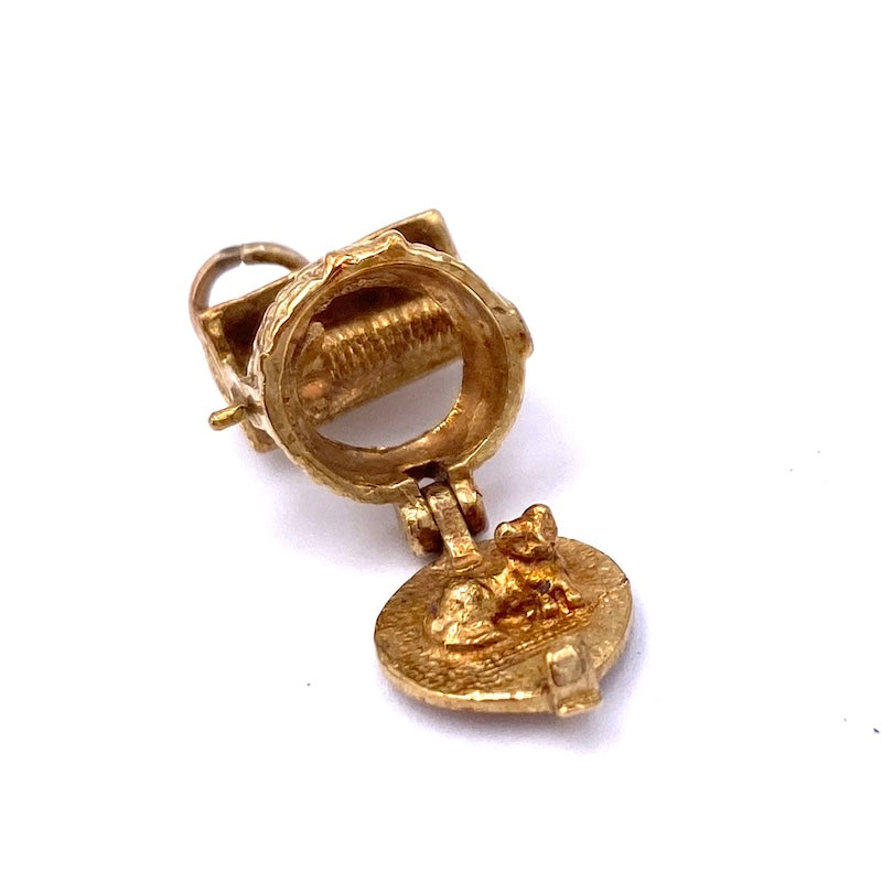 Ciondolo pozzo charm inglese vintage da collezione, oro; 2.85 gr