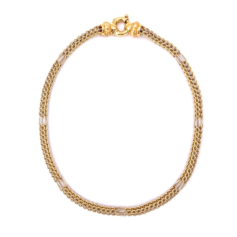 Collana collier oro giallo, girocollo catena bizantina; 44 cm, 21.05 gr