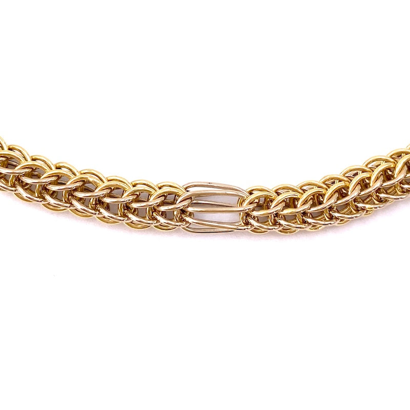 Collana collier oro giallo, girocollo catena bizantina; 44 cm, 21.05 gr