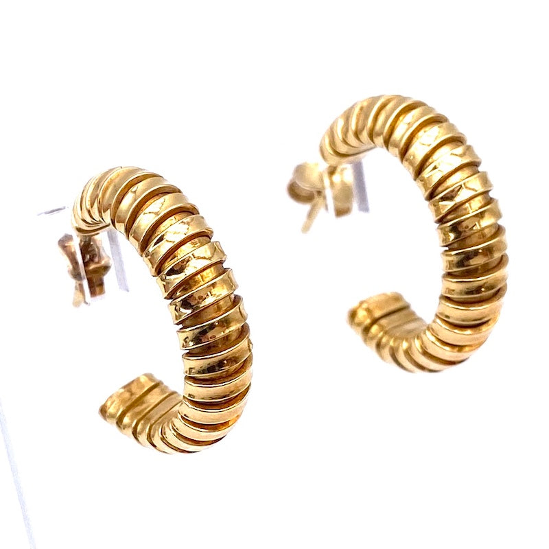 Orecchini anelle tubogas oro giallo; 2.2 cm - 6.8 gr