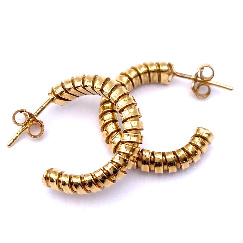 Orecchini anelle tubogas oro giallo; 2.2 cm - 6.8 gr