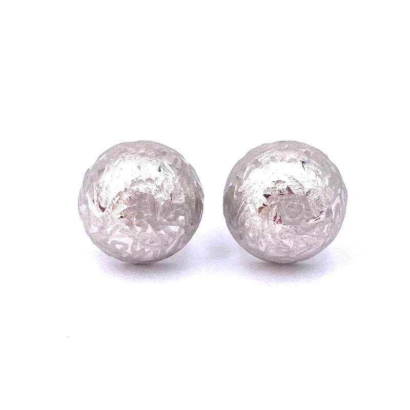 Orecchini bottoni oro bianco, al lobo, circolari - 1.2 cm; 3.6 gr