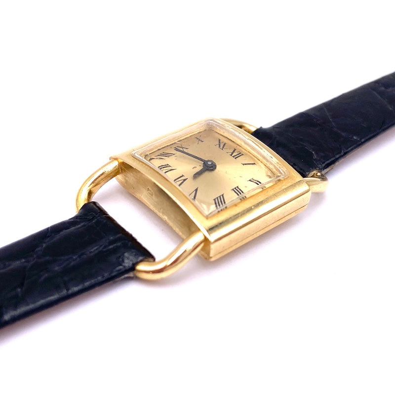Orologio vintage d'epoca, oro, cinturino in pelle; 16.56 gr