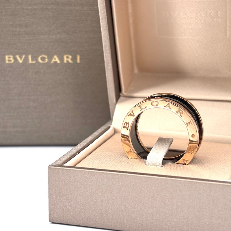 Anello Bulgari B.Zero1 oro rosa e ceramica nera - 9.59 gr, misura 21