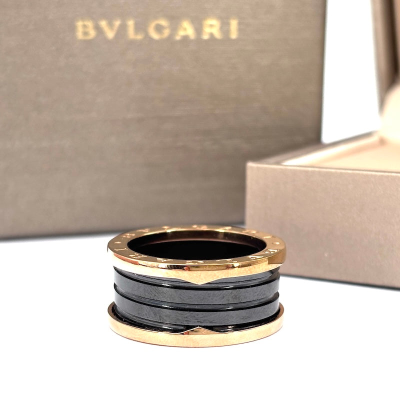 Anello Bulgari B.Zero1 oro rosa e ceramica nera - 9.59 gr, misura 21
