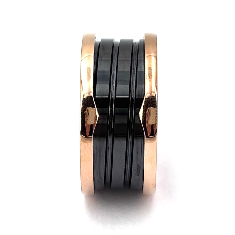 Anello Bulgari B.Zero1 oro rosa e ceramica nera - 9.59 gr, misura 21