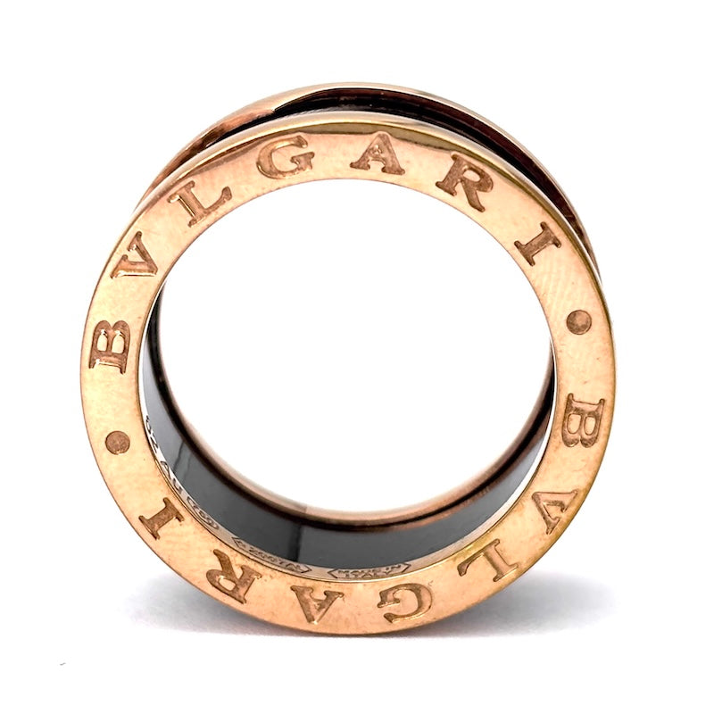 Anello Bulgari B.Zero1 oro rosa e ceramica nera - 9.59 gr, misura 21