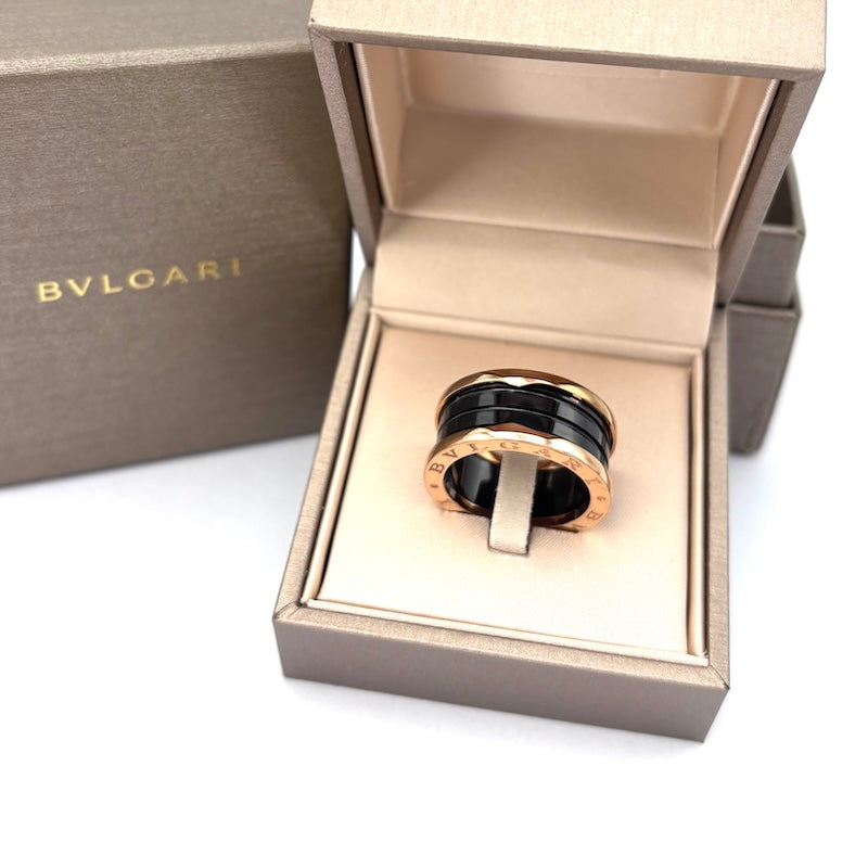 Anello Bulgari B.Zero1 oro rosa e ceramica nera - 9.59 gr, misura 21