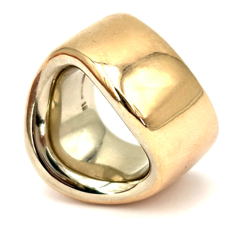 Anello Vhernier a onda oro massiccio bicolore; 32.9 gr