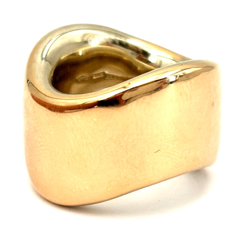 Anello Vhernier a onda oro massiccio bicolore; 32.9 gr