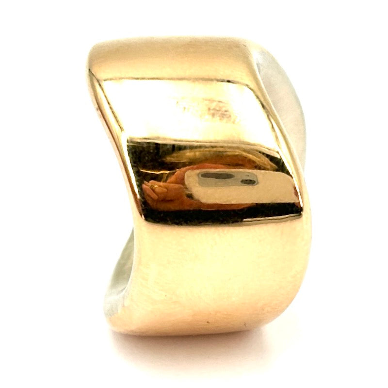 Anello Vhernier a onda oro massiccio bicolore; 32.9 gr