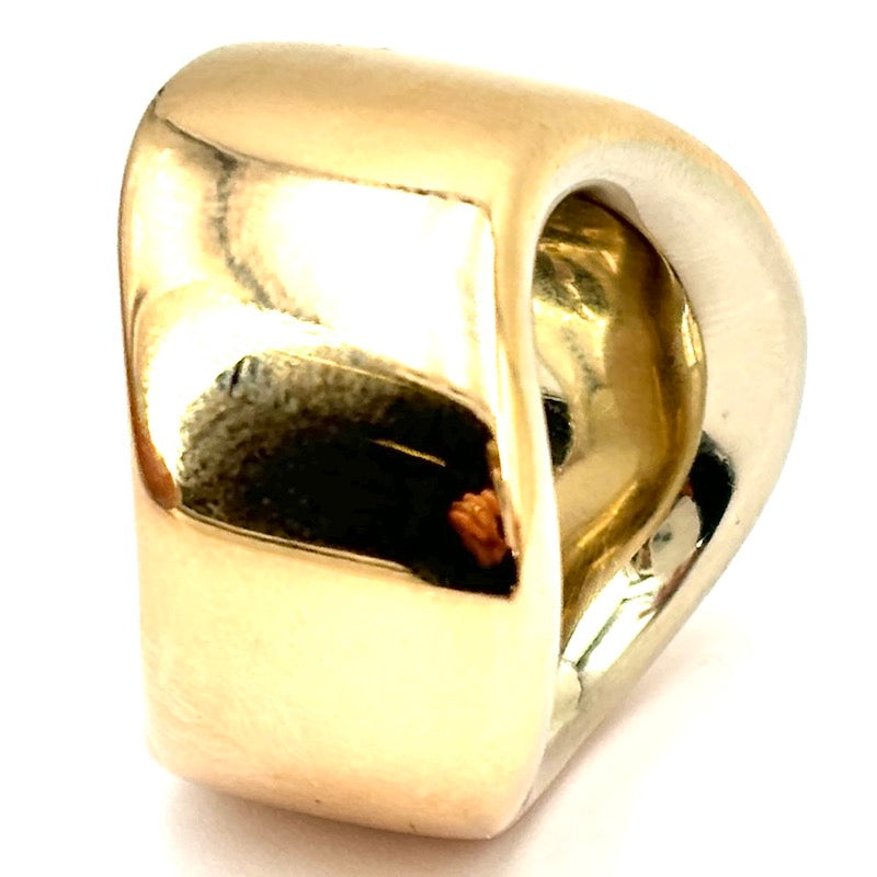 Anello Vhernier a onda oro massiccio bicolore; 32.9 gr