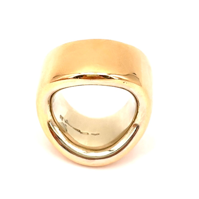 Anello Vhernier a onda oro massiccio bicolore; 32.9 gr