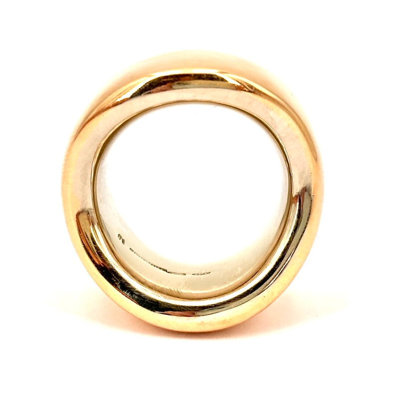 Anello Vhernier a onda oro massiccio bicolore; 32.9 gr