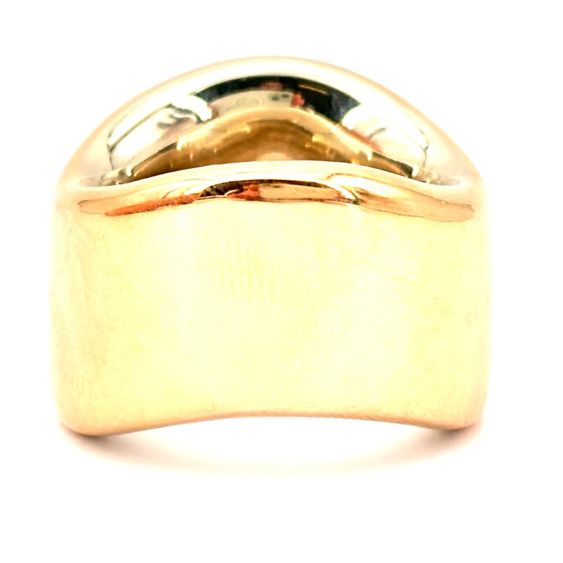 Anello Vhernier a onda oro massiccio bicolore; 32.9 gr