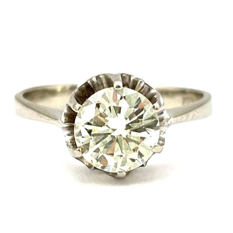Anello brillante solitario e oro bianco - 1.80 ct; 3.59 gr