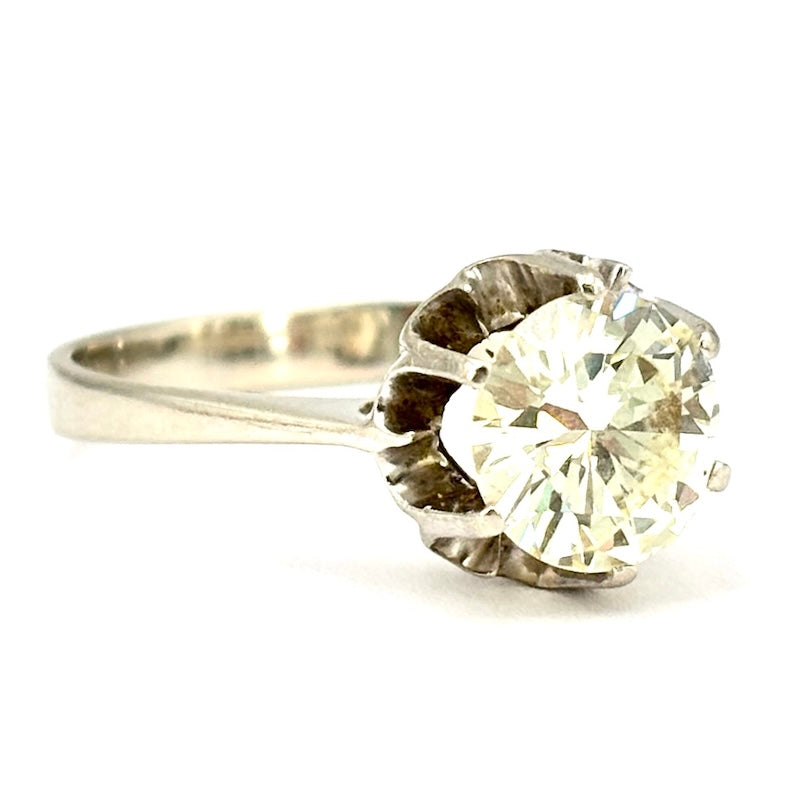 Anello brillante solitario e oro bianco - 1.80 ct; 3.59 gr