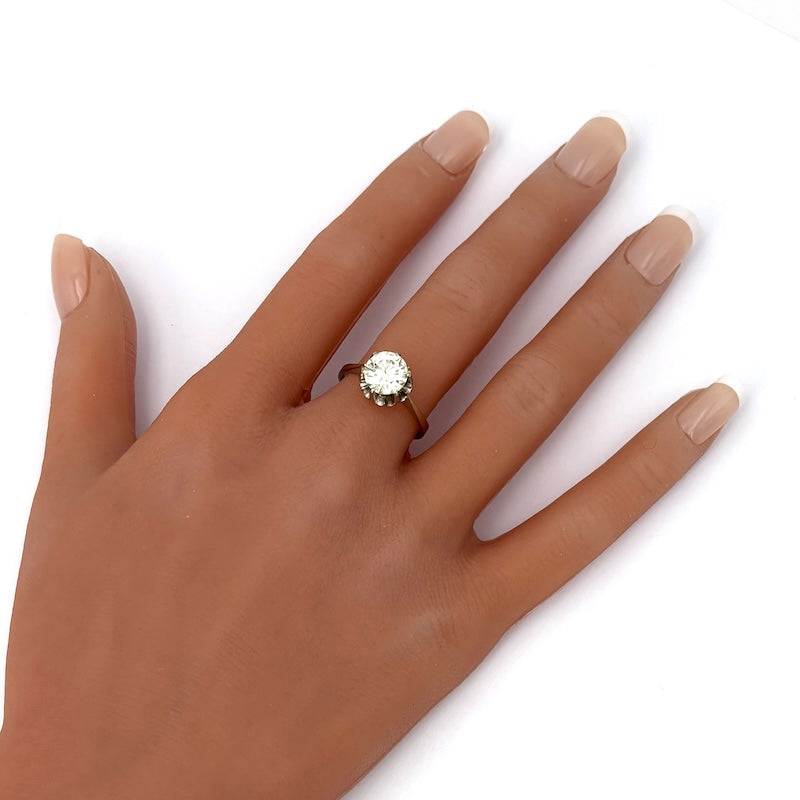 Anello brillante solitario e oro bianco - 1.80 ct; 3.59 gr