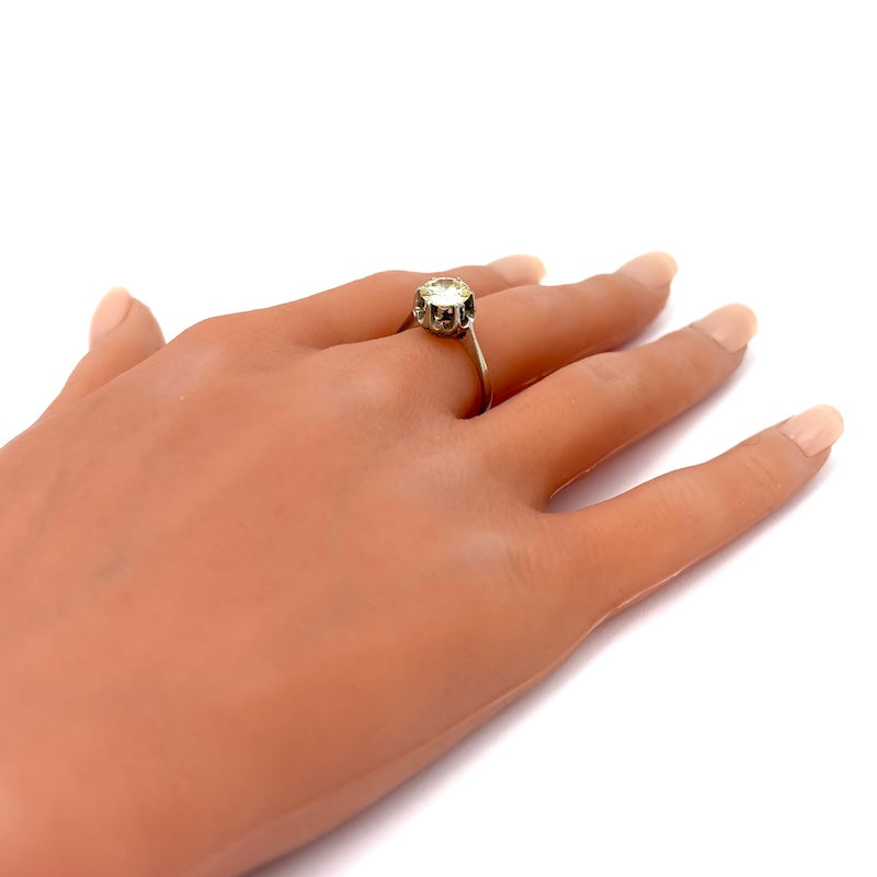 Anello brillante solitario e oro bianco - 1.80 ct; 3.59 gr