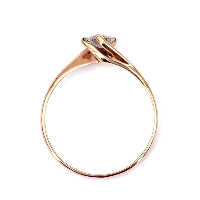 Anello brillante solitario e oro rosa - 0.50/0.60 ct; 1.99 gr