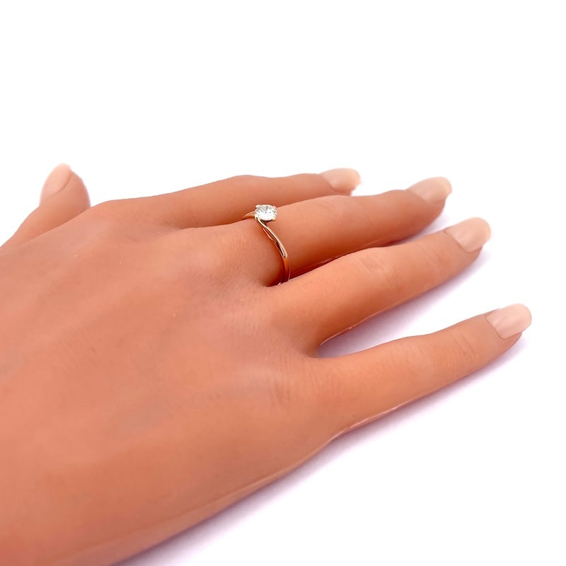 Anello brillante solitario e oro rosa - 0.50/0.60 ct; 1.99 gr