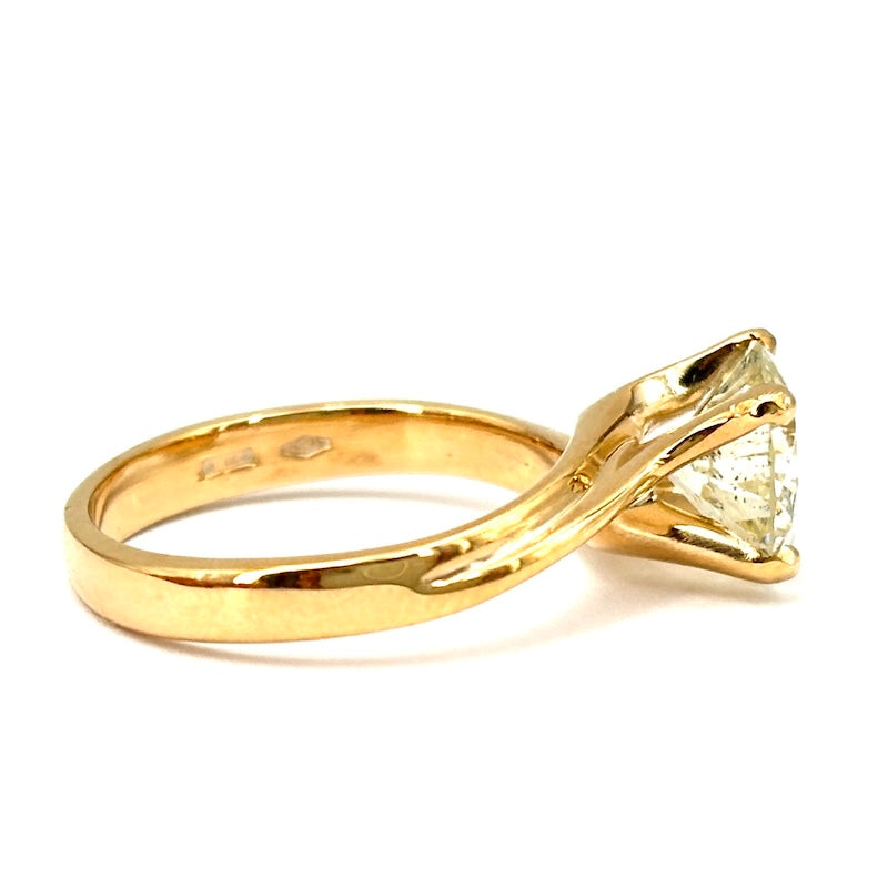 Anello brillante solitario in oro rosa - 1.70 ct M SI2/P1; 3.84 gr