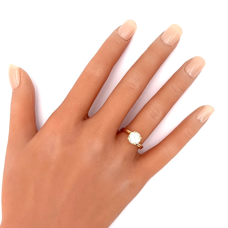 Anello brillante solitario in oro rosa - 1.70 ct M SI2/P1; 3.84 gr