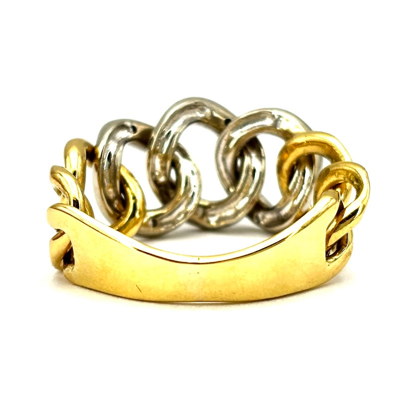 Anello catena groumette mobile, oro bicolore e brillanti; 7.52 gr