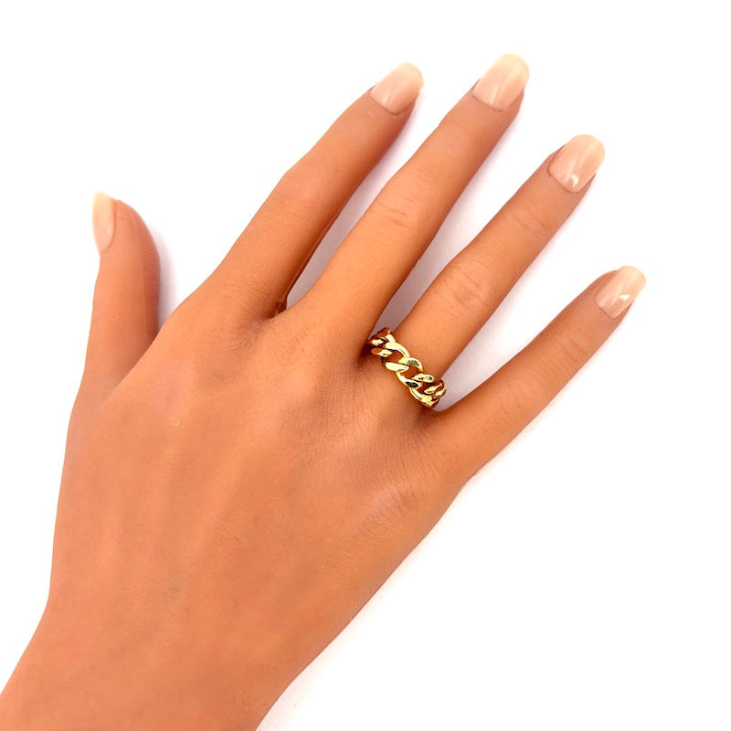 Anello catena mobile, oro giallo;  7.52 gr - misura 16
