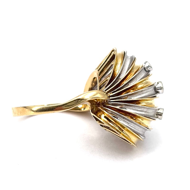 Anello chiocciola design oro bicolore e brillanti; 10.5 gr