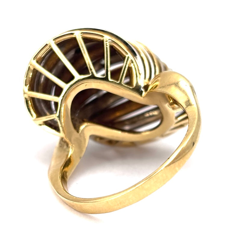 Anello chiocciola design oro bicolore e brillanti; 10.5 gr