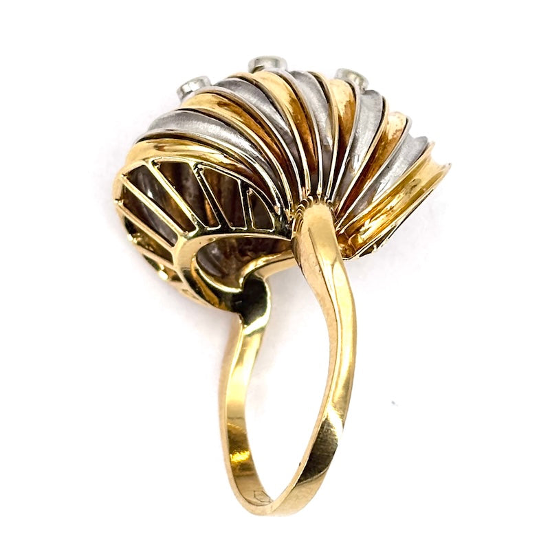 Anello chiocciola design oro bicolore e brillanti; 10.5 gr
