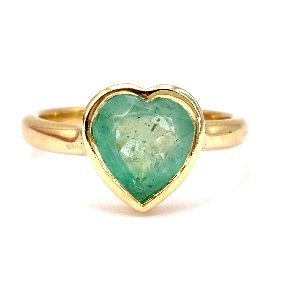 Anello cuore smeraldo 2.14 ct, oro giallo; 4.4 gr