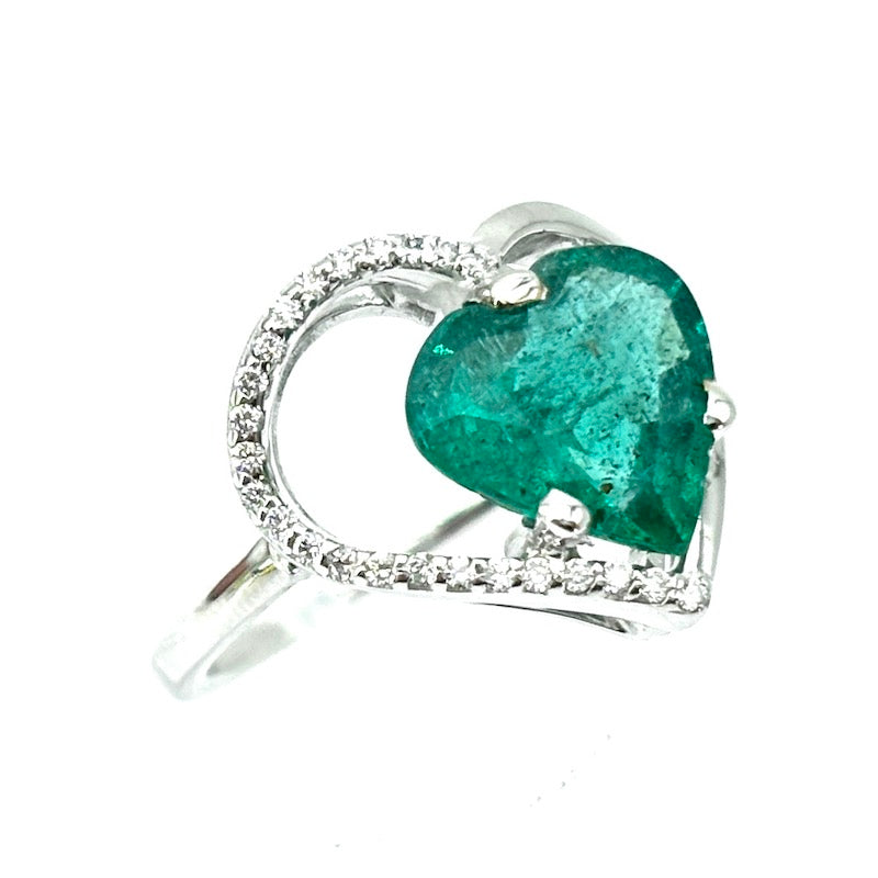 OCCASIONE!!! Anello cuore smeraldo e brillanti; 5.15 gr