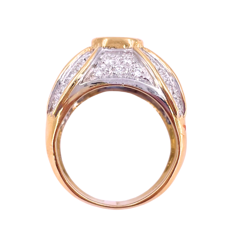 Anello cupola zaffiro, brillanti e oro, CAPOLAVORO; 12.8 gr