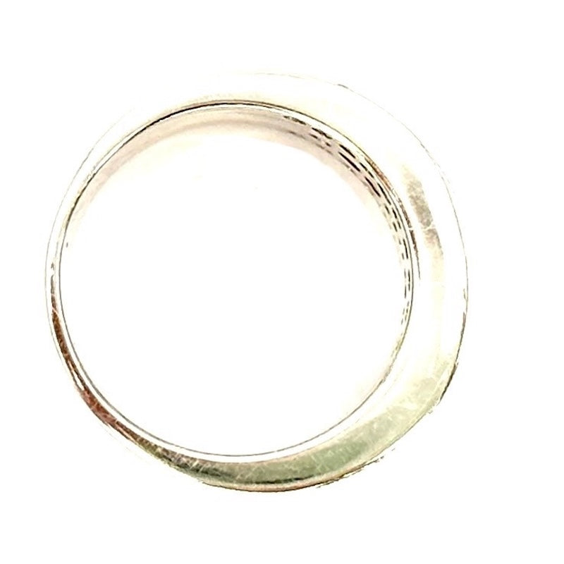 Anello fascia a binario oro bianco, rubini e brillanti; 11.94 gr