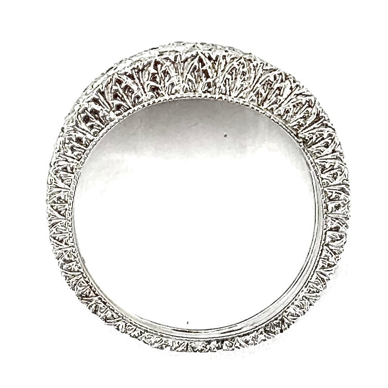 Anello fascia a sella, spole brillanti e oro bianco, OCCASIONE; 9.29 gr