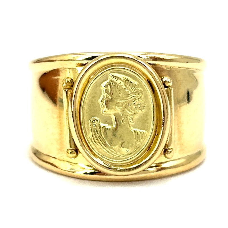 Anello fascia cammeo oro giallo 18 Kt; 5.2 gr