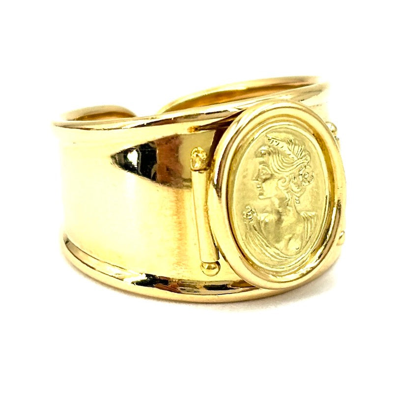 Anello fascia cammeo oro giallo 18 Kt; 5.2 gr