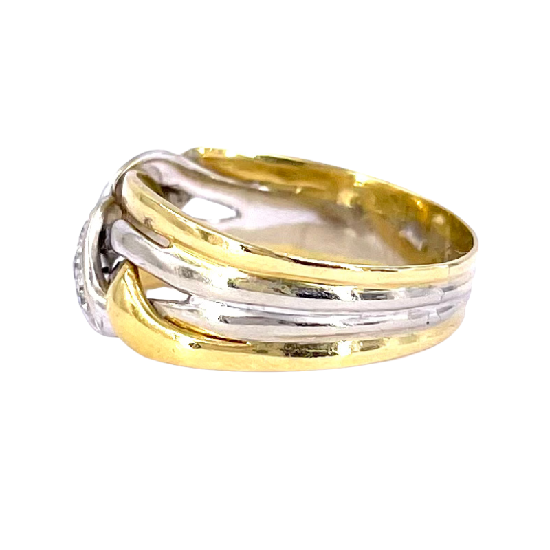 Anello fascia tricolore vintage e brillanti; 3.64 gr