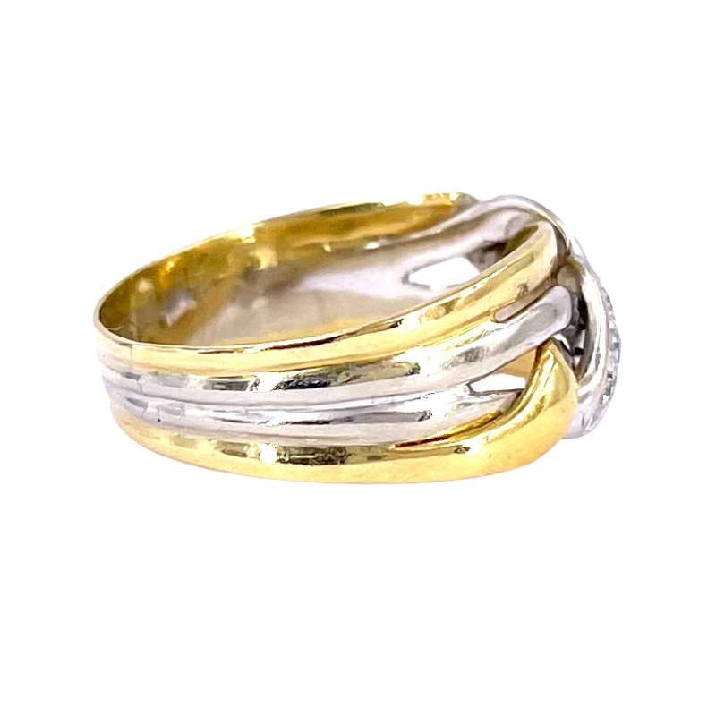 Anello fascia tricolore vintage e brillanti; 3.64 gr