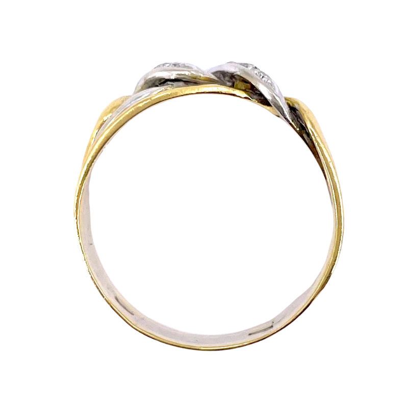 Anello fascia tricolore vintage e brillanti; 3.64 gr