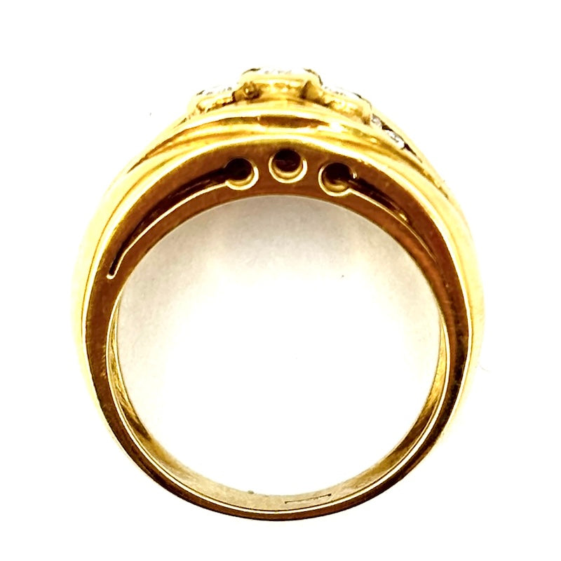 Anello fascia trilogy diamanti e occhio di brillanti, oro giallo, OCCASIONE; 8.63 gr