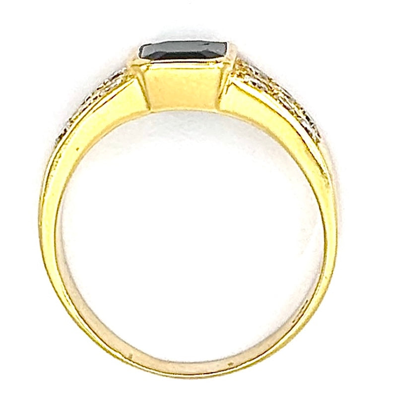 Anello fascia vintage, oro giallo zaffiro e brillanti ; 5.80 gr
