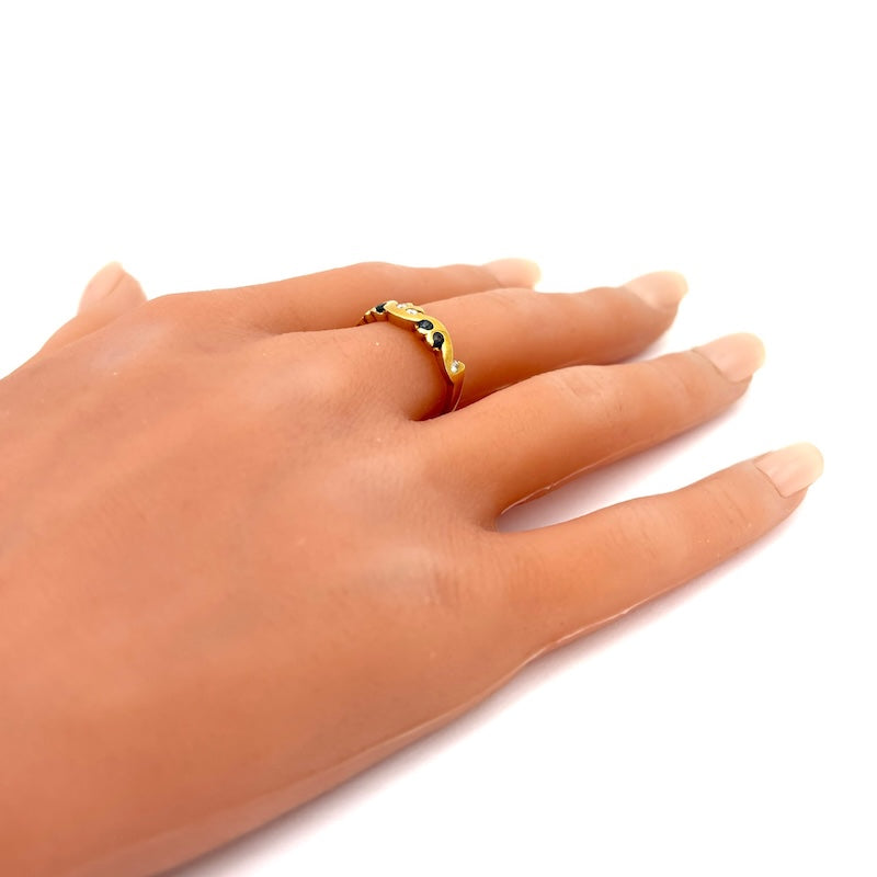 Anello Fascia Oro Giallo E Bianco, Zaffiri E Brillanti; 5.15 Gr - Foto 10