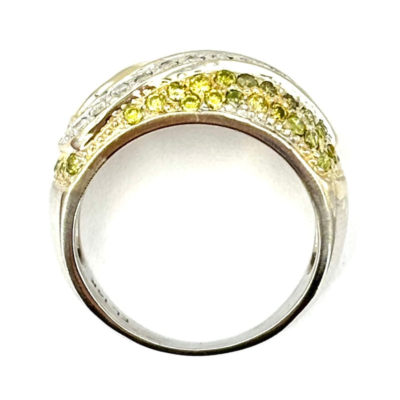 Anello fascia zaffiri gialli, brillanti e oro;  6.33 gr