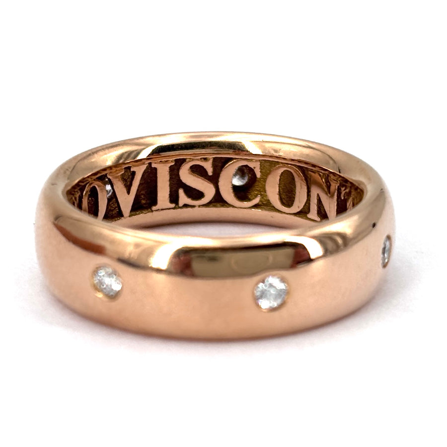 Anello fede/ fascia Giorgio Visconti, con brillanti, oro rosa; 5.31 gr