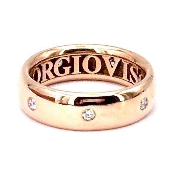 Anello fede/ fascia Giorgio Visconti, con brillanti, oro rosa; 5.31 gr