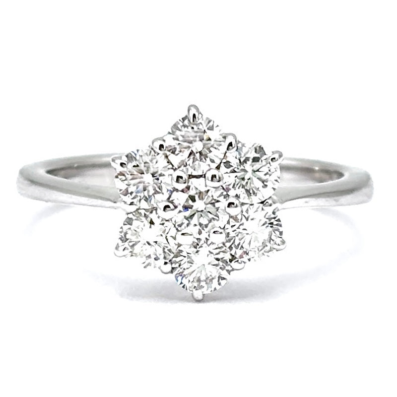 Anello fiore oro bianco e brillanti; 0.98 ct ; 3.83 gr